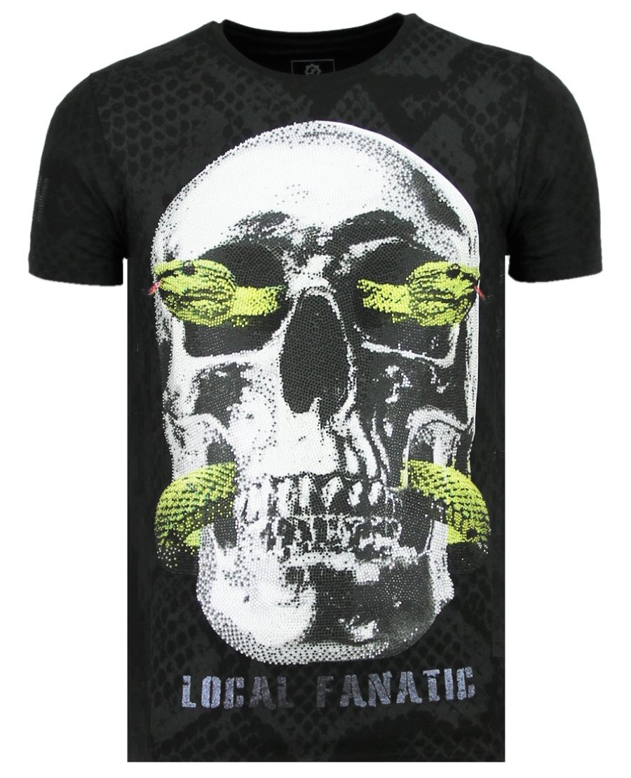 Camisetas local fanatic | Camiseta Hombre - Skull Snake - Negro