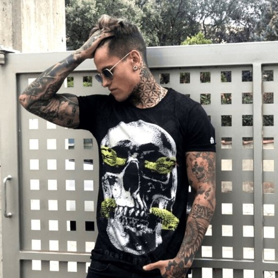 Camisetas local fanatic | Camiseta Hombre - Skull Snake - Negro