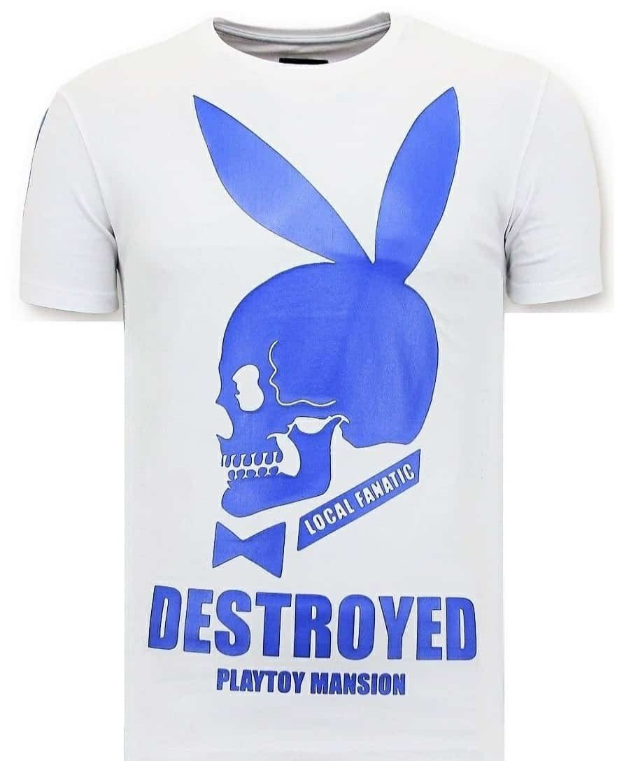 Camisetas local fanatic | Camiseta Hombre - Destroyed Playtoy - Blanco