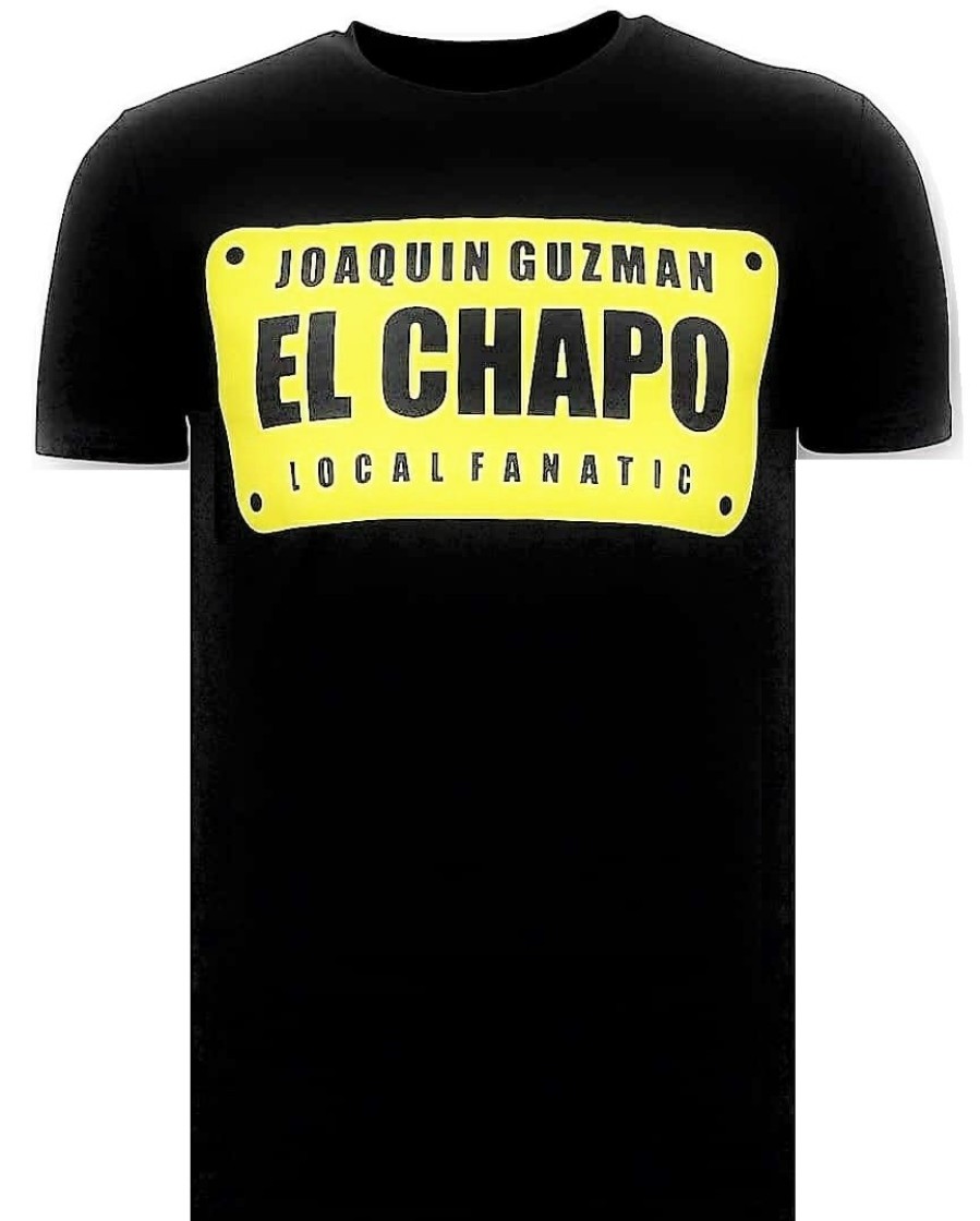 Camisetas local fanatic | Camiseta Hombre - Joaquin Guzman El Chapo - Negro