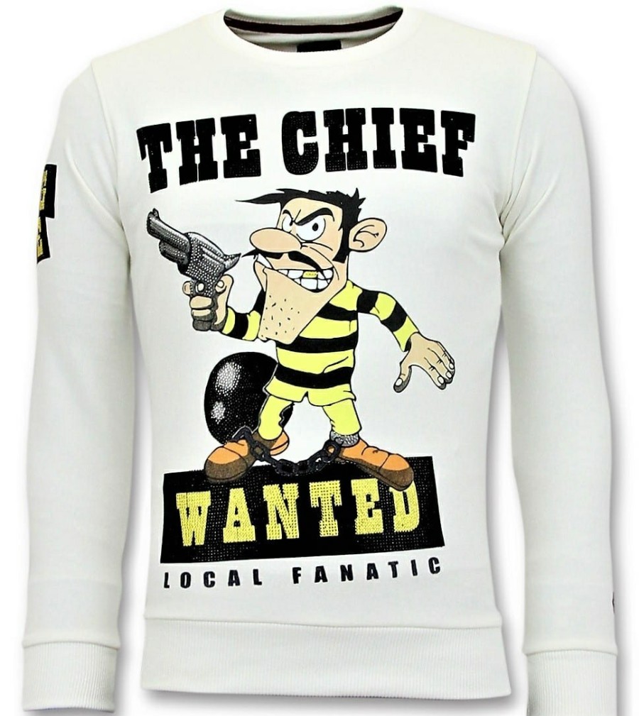 Sudaderas local fanatic | Sudadera Hombre - Dalton The Chief - Blanco