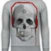 Sudaderas local fanatic | Sudadera Hombre - Skull Beat - Gris