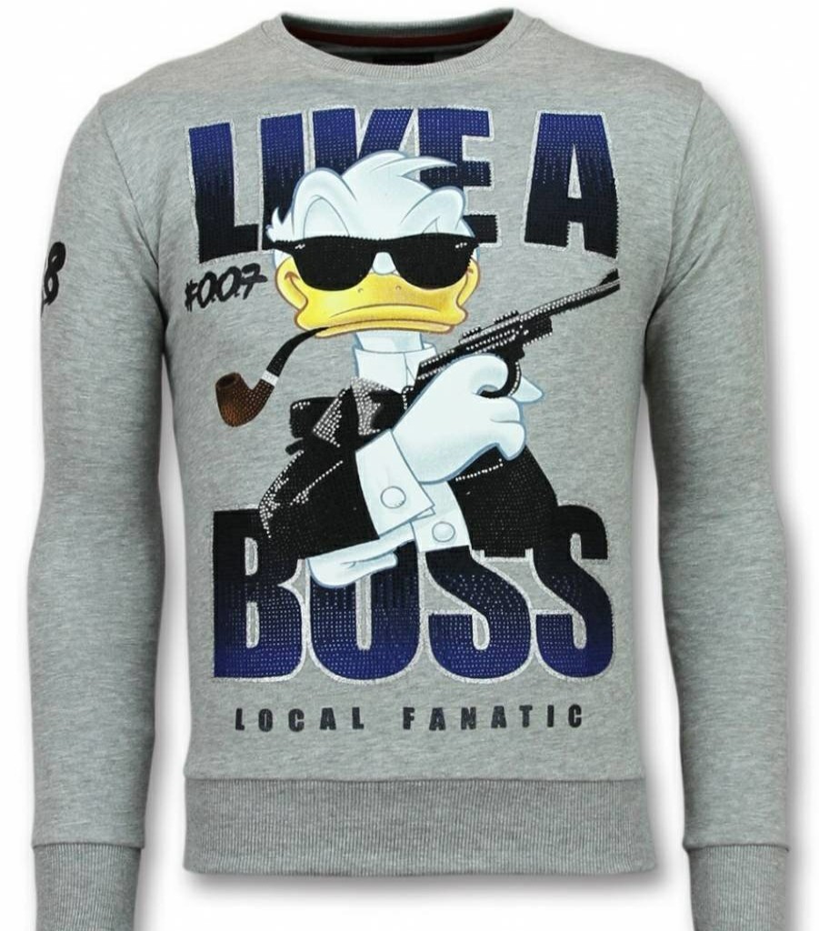 Sudaderas local fanatic | Sudadera Hombre - Like A Boss - Gris