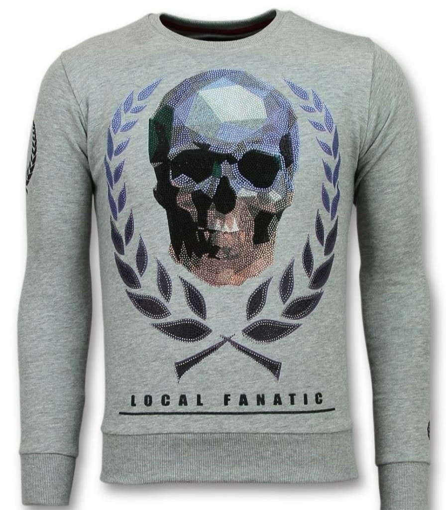 Sudaderas local fanatic | Sudadera Hombre - Skull Originals - Gris