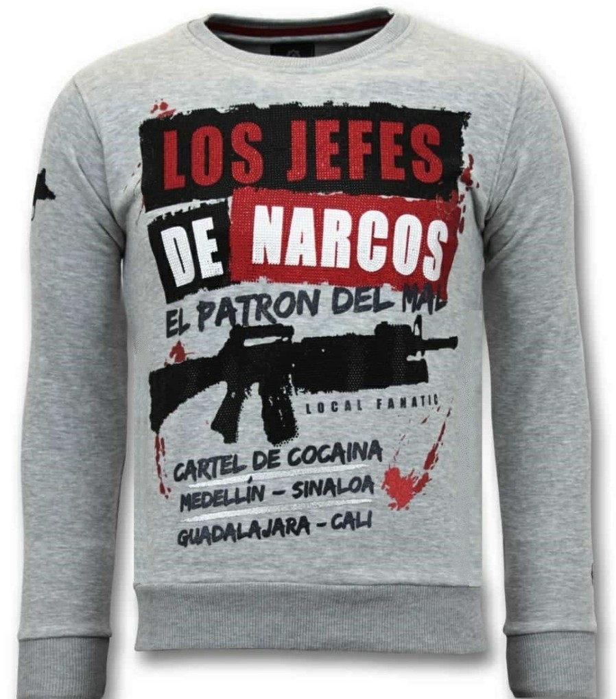 Sudaderas local fanatic | Sudadera Hombre -Los Jefes De Narcos - Gris