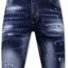 Pantalones Cortos local fanatic | Designer Shorts With Paint Splatter - Slim Fit -1072- Azul