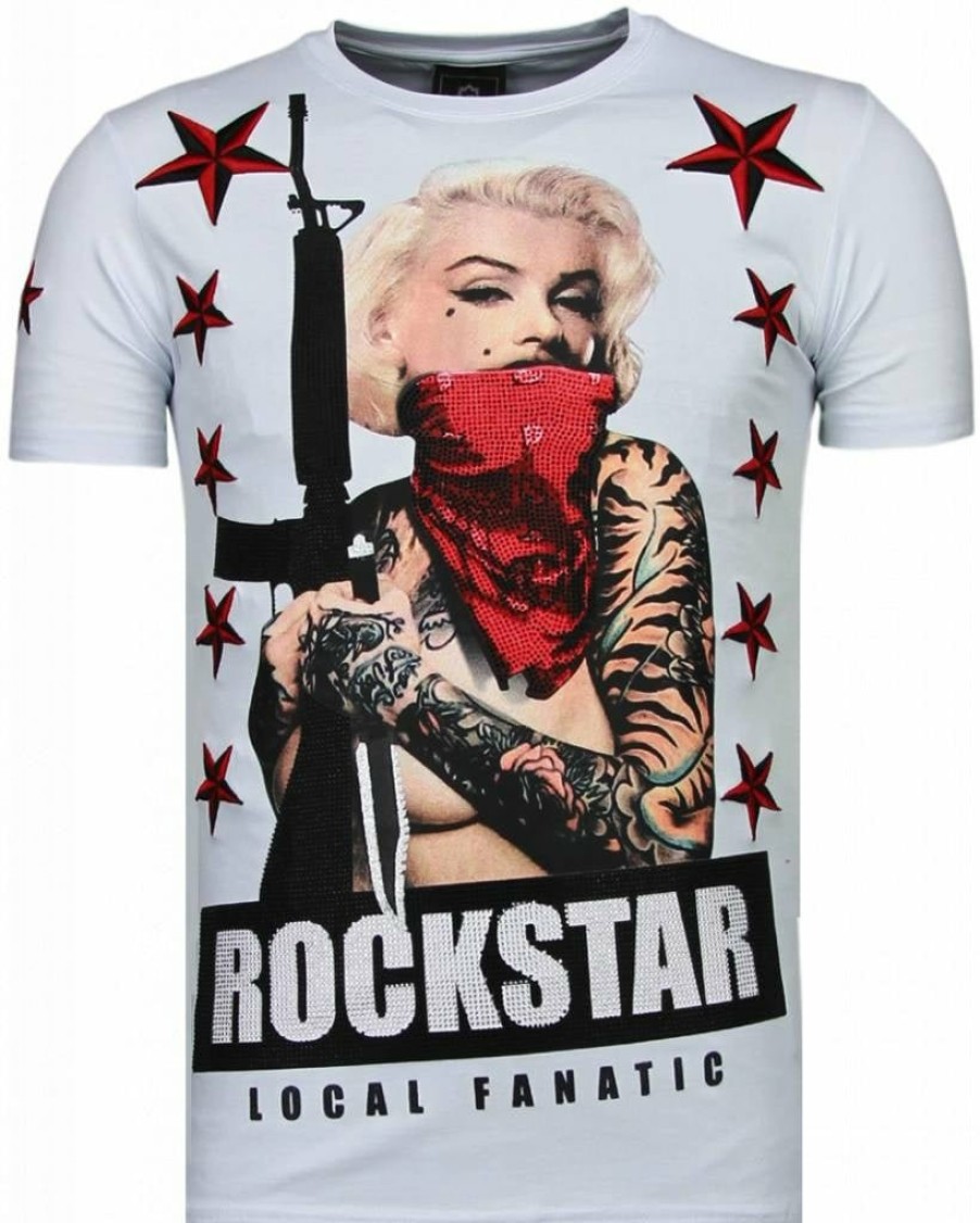 Camisetas local fanatic | Camiseta Hombre - Marilyn Rockstar - Blanco