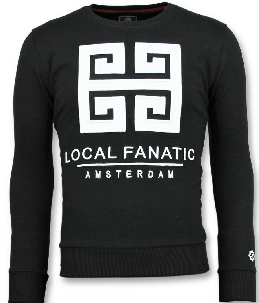 Sudaderas local fanatic | Sudadera Hombre - Greek Key Border - Negro