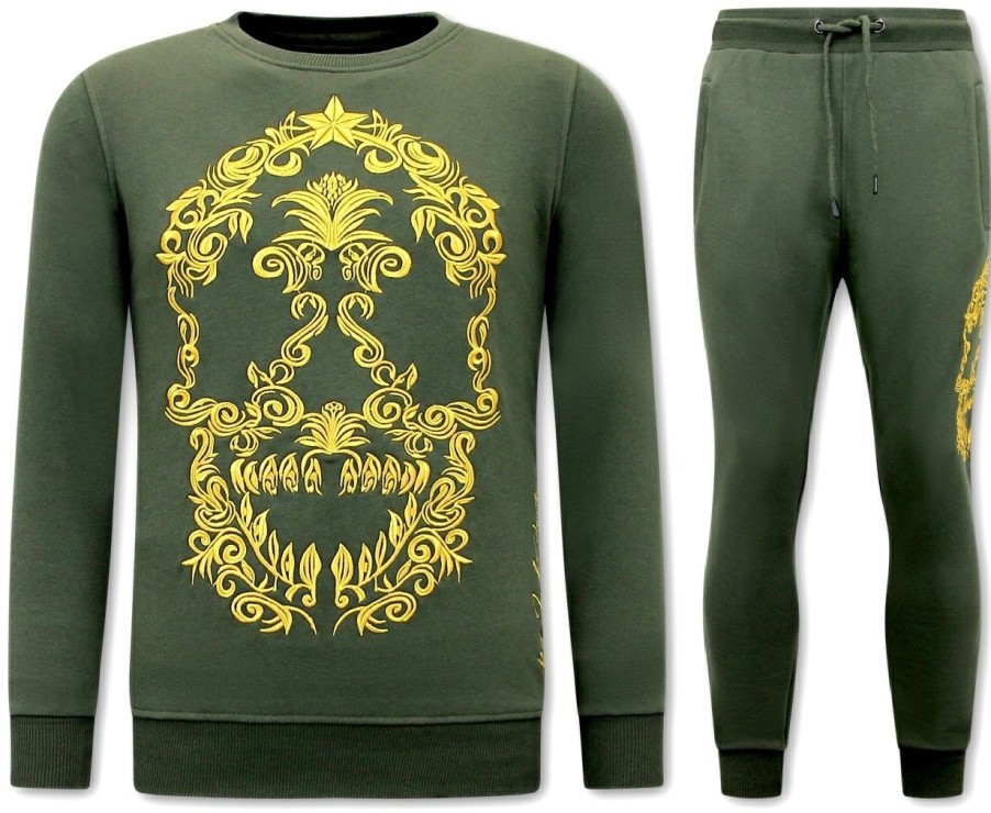 Chandals local fanatic | Chandal Hombres- Golden Skull Embroidery - Verde