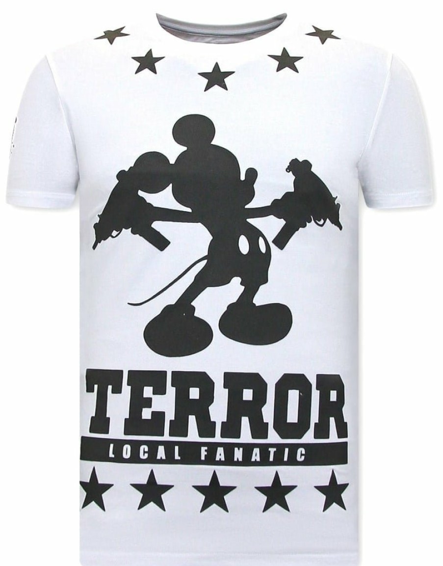 Camisetas local fanatic | Camiseta Hombre - Terror Mouse - Blanco