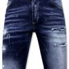 Pantalones Cortos local fanatic | Stretch Short With Paint Splash - Slim Fit -1074- Azul