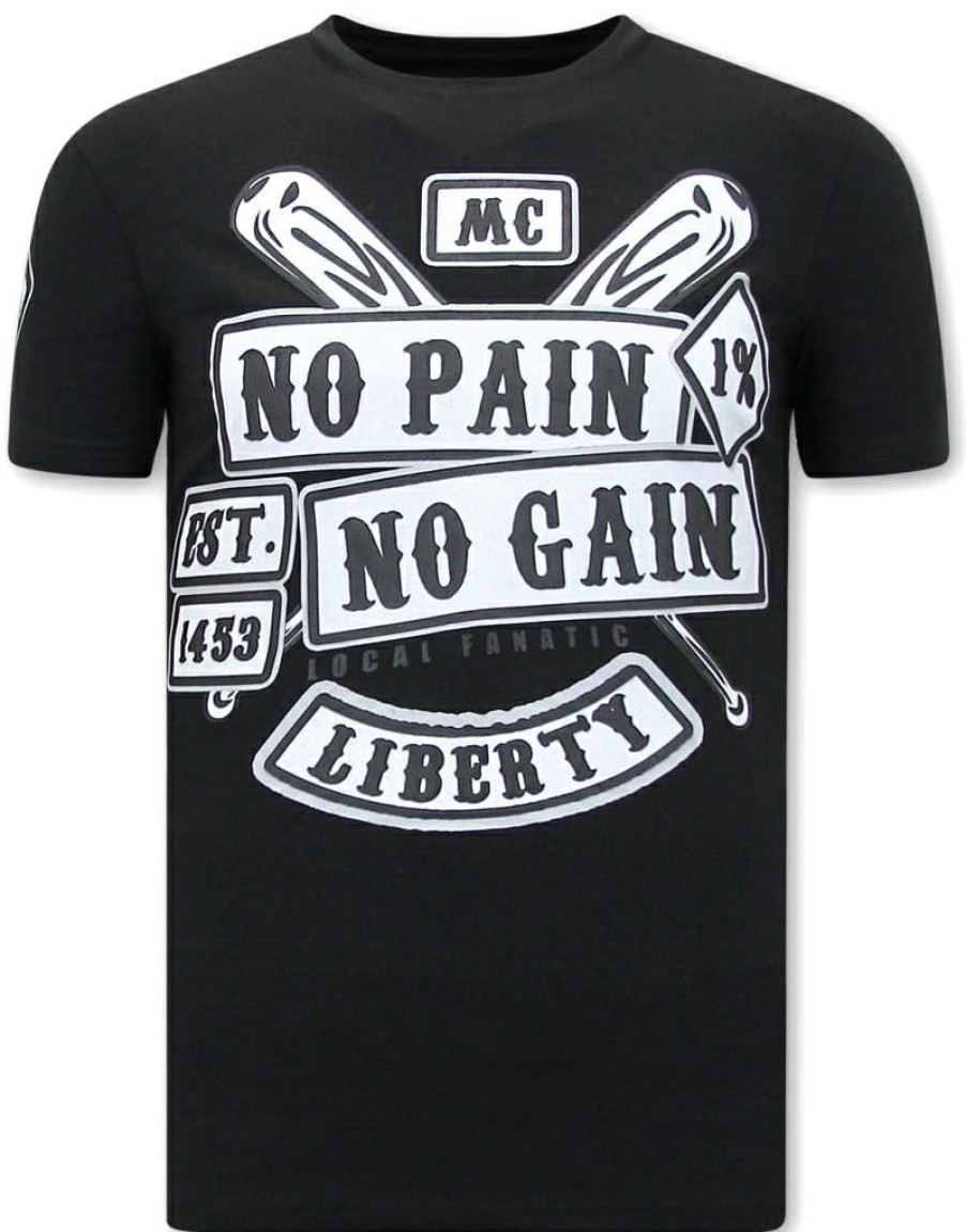 Camisetas local fanatic | Camiseta Hombre - Mc No Pain No Gain 1% - Negro