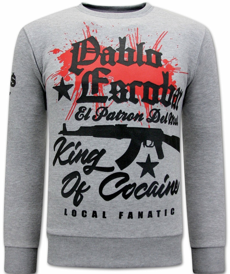 Sudaderas local fanatic | Sudadera Hombre - The King Of Cocainepablo Escobar – Gris