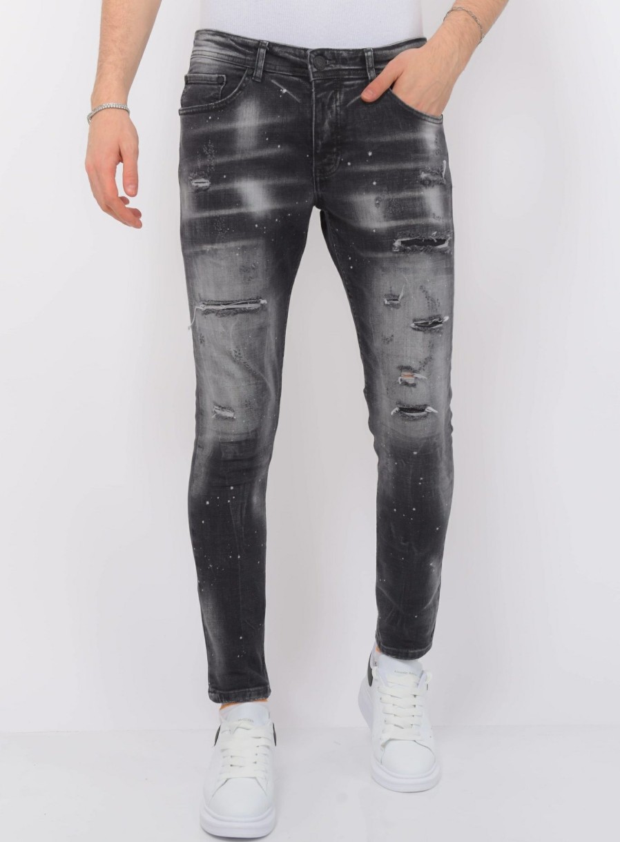 Vaqueros local fanatic | Distressed Jeans Hombre - Slim Fit -1087- Negro