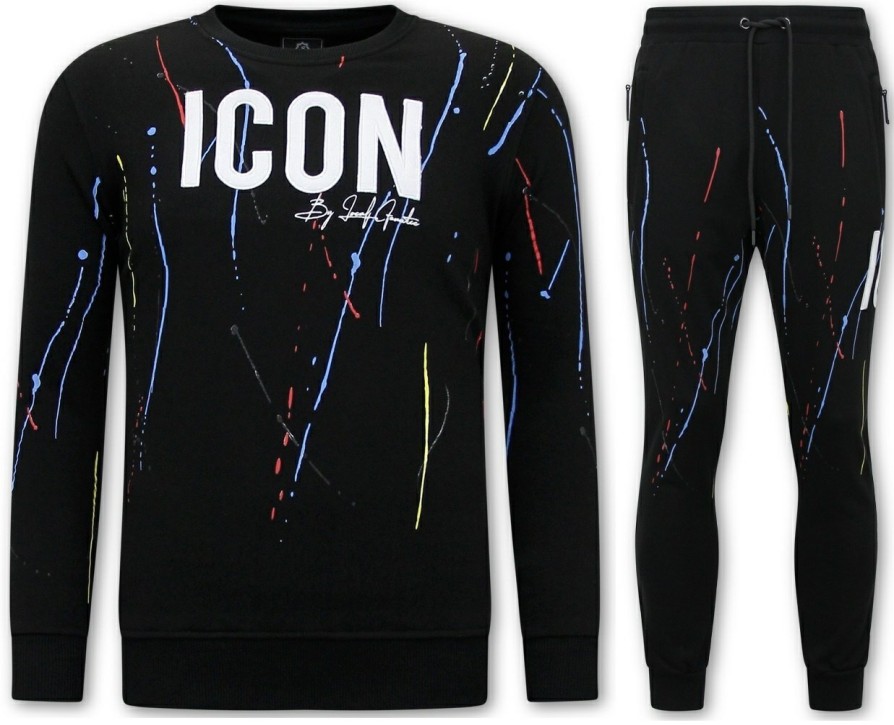 Chandals local fanatic | Chandal Hombres- Icon Painted - Negro