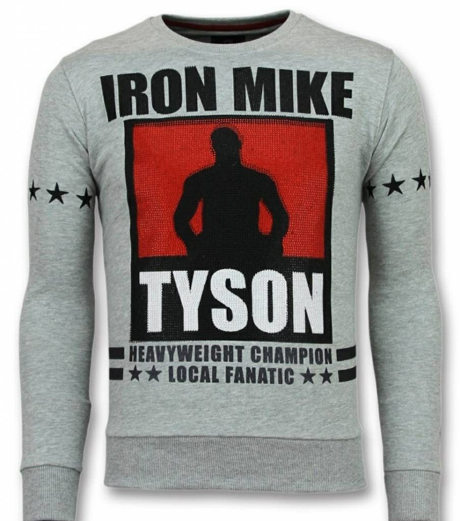 Sudaderas local fanatic | Sudadera Hombre - Iron Mike Tyson - Gris