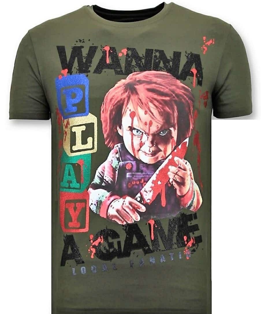 Camisetas local fanatic | Camiseta Hombre - Wanna Play A Game - Verde