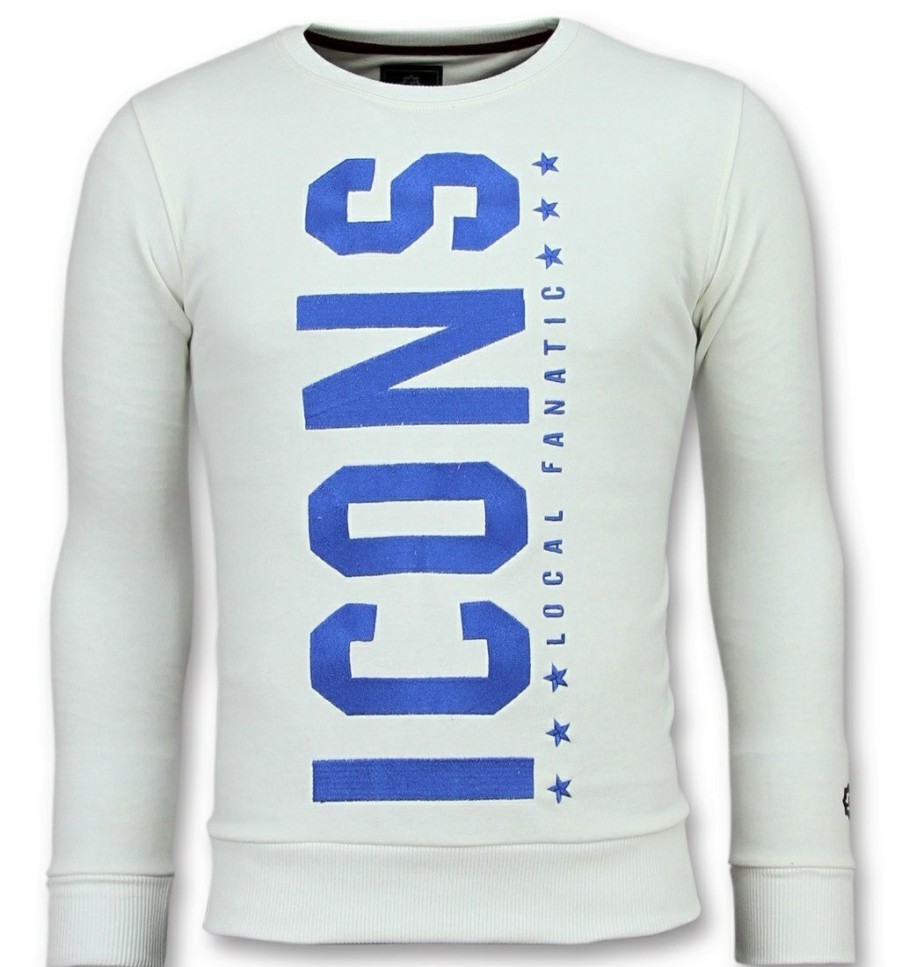 Sudaderas local fanatic | Sudadera Hombre - Icons Vertical - Blanco