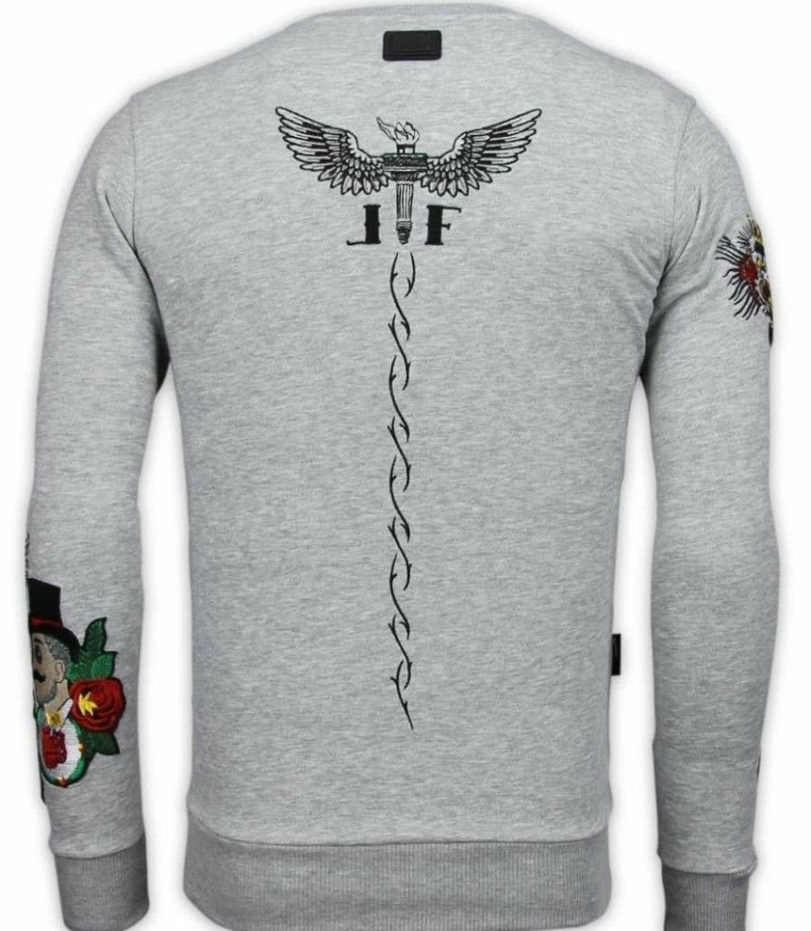 Sudaderas local fanatic | Sudadera Hombre Bordado - Mcgregor Tattoo - Gris