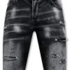 Pantalones Cortos local fanatic | Distressed Short Stonewash - Slim Fit -1087- Negro