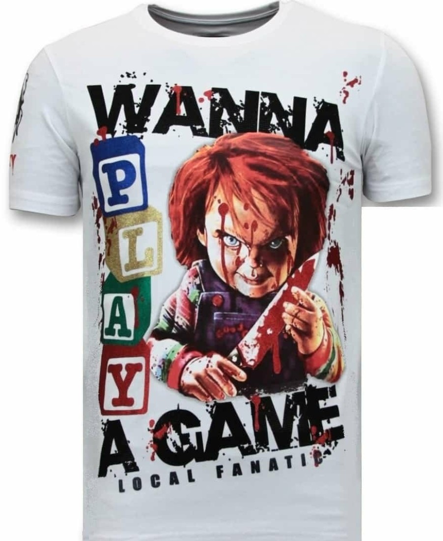 Camisetas local fanatic | Camiseta Hombre - Wanna Play A Game - Blanco