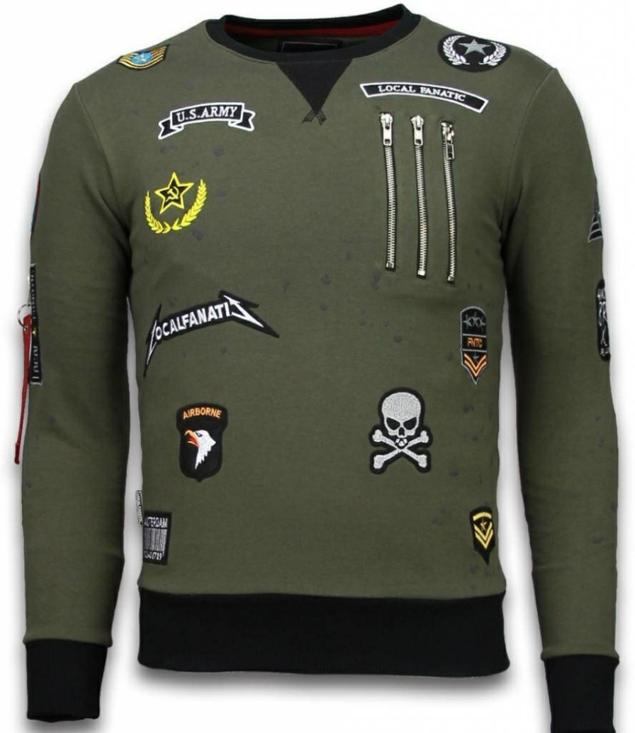 Sudaderas local fanatic | Sudadera Hombre Bordado - Airborne - Verde