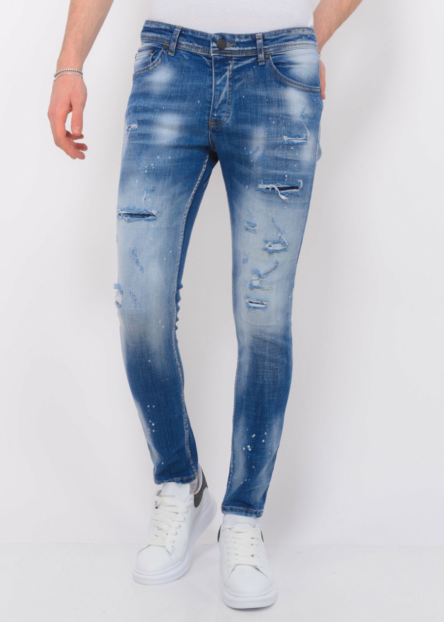 Vaqueros local fanatic | Ripped Stonewashed Jeans Hombre - Slim Fit -1073- Azul