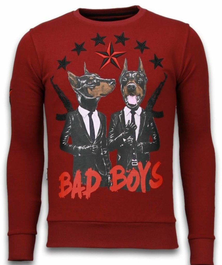 Sudaderas local fanatic | Sudadera Hombre - Bad Boys Pinscher - Burdeos