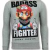 Sudaderas local fanatic | Sudadera Hombre - Badass Fighter - Gris