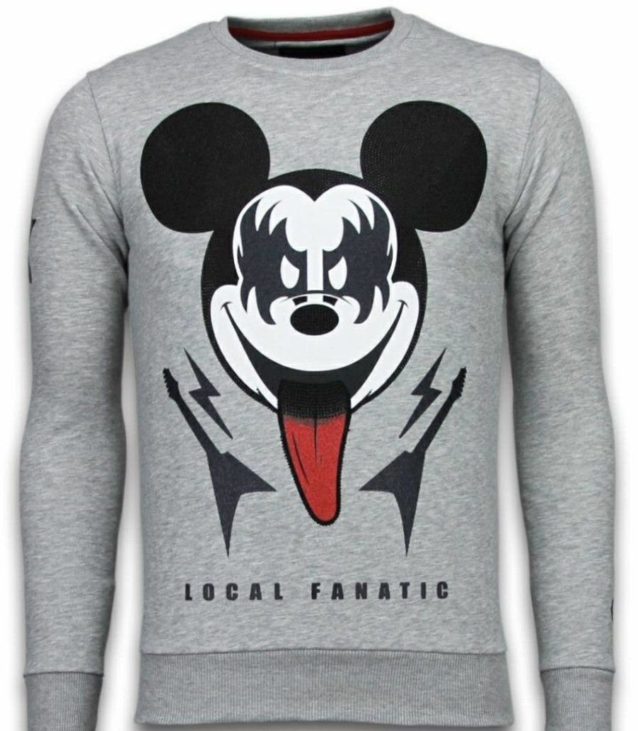 Sudaderas local fanatic | Sudadera Hombre - Kiss My Mickey - Gris