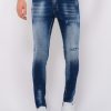 Vaqueros local fanatic | Blue Stone Washed Jeans Hombre - Slim Fit -1076- Azul