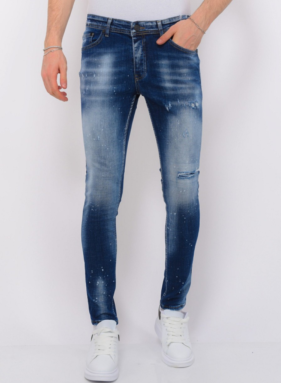 Vaqueros local fanatic | Blue Stone Washed Jeans Hombre - Slim Fit -1076- Azul