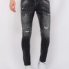 Vaqueros local fanatic | Destroyed Jeanswith Paint Hombre - Slim Fit -1086- Negro