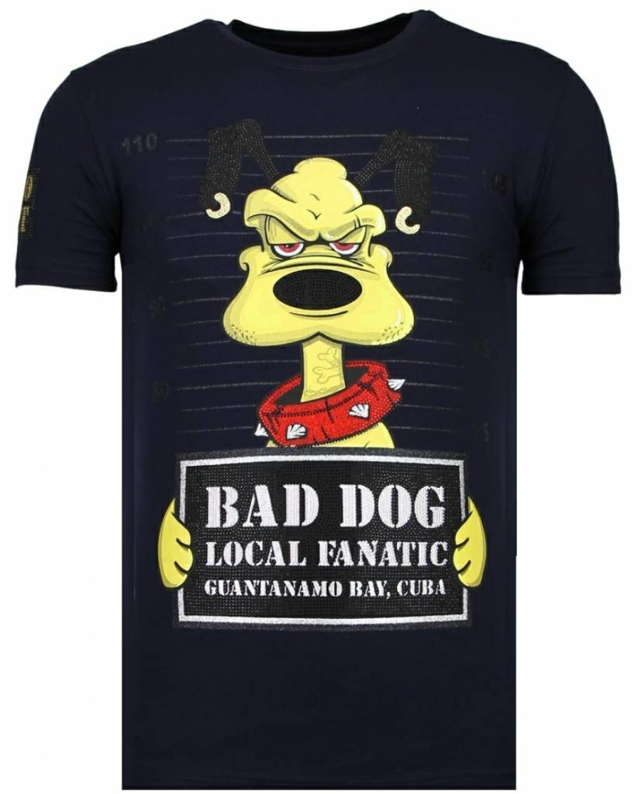 Camisetas local fanatic | Bad Dog - Rhinestone T-Shirt - Navy