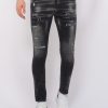 Vaqueros local fanatic | Paint Splatter Jeans Stonewash Hombre - Slim Fit -1084- Negro