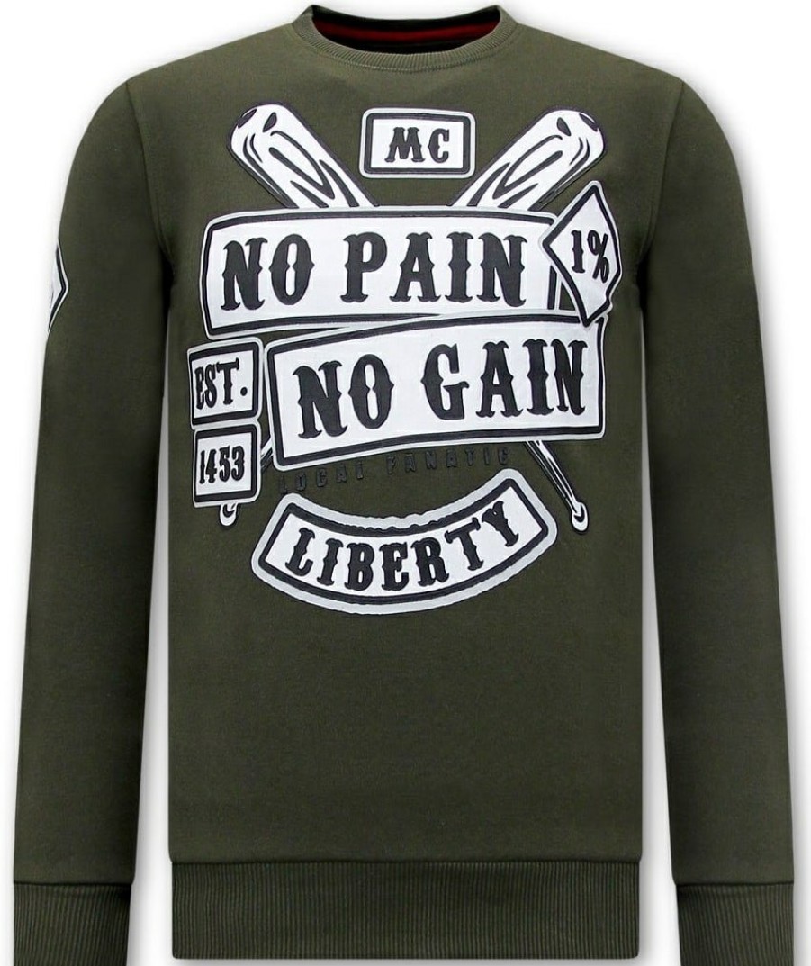 Sudaderas local fanatic | Sudadera Hombre - Mc No Pain No Gain 1% - Verde