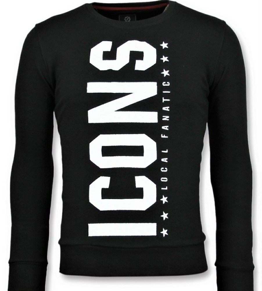 Sudaderas local fanatic | Sudadera Hombre - Icons Vertical - Negro