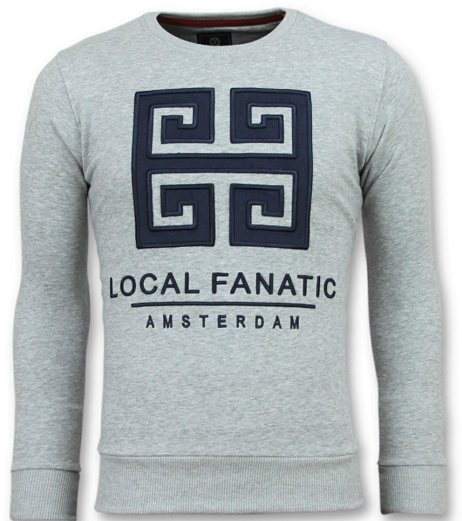 Sudaderas local fanatic | Sudadera Hombre - Greek Key Border - Gris