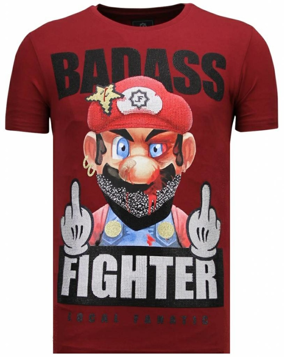 Camisetas local fanatic | Camiseta Hombre - Badass Fighter - Burdeos