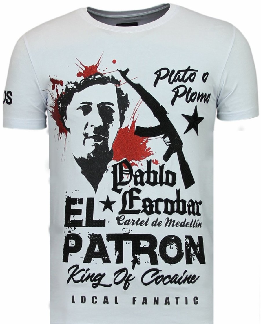 Camisetas local fanatic | Camiseta Hombre - El Patron Pablo Escobar - Blanco