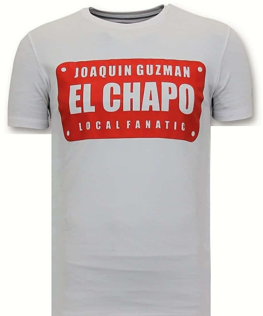 Camisetas local fanatic | Camiseta Hombre - Joaquin Guzman El Chapo - Blanco