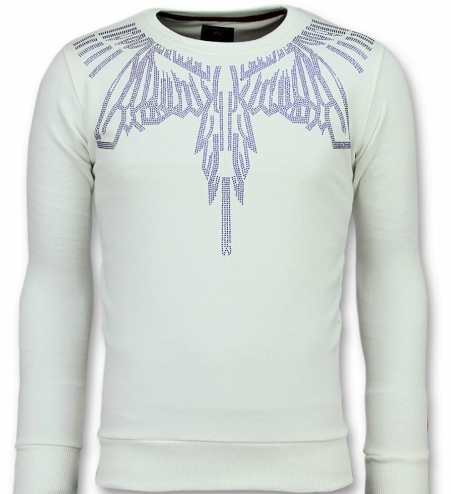 Sudaderas local fanatic | Sudadera Hombre - Rhinestone Eagle- Blanco