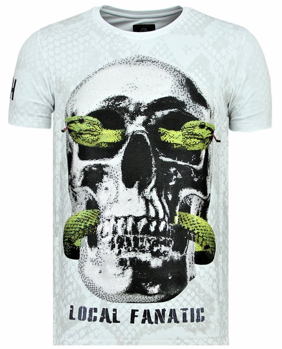 Camisetas local fanatic | Camiseta Hombre - Skull Snake - Blanco