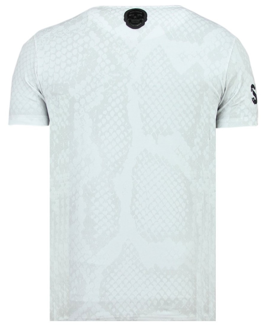 Camisetas local fanatic | Camiseta Hombre - Skull Snake - Blanco