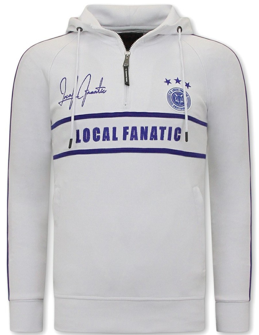 Chandals local fanatic | Chandal Hombres- Double Striped - Blanco / Azul