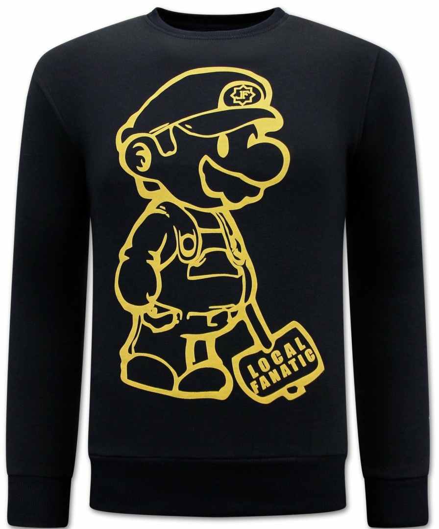 Sudaderas local fanatic | Sudadera Hombre - Cartoon Design – Negro