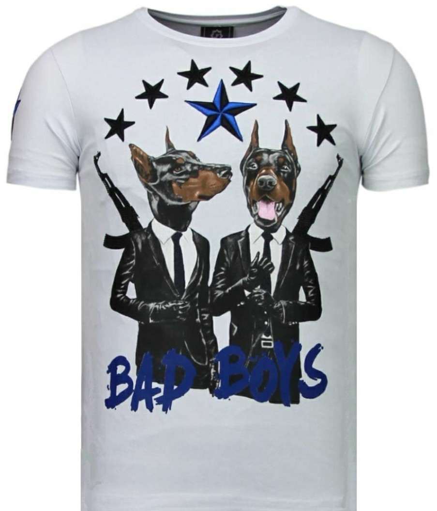 Camisetas local fanatic | Camiseta Hombre - Bad Boys Pinscher - Blanco