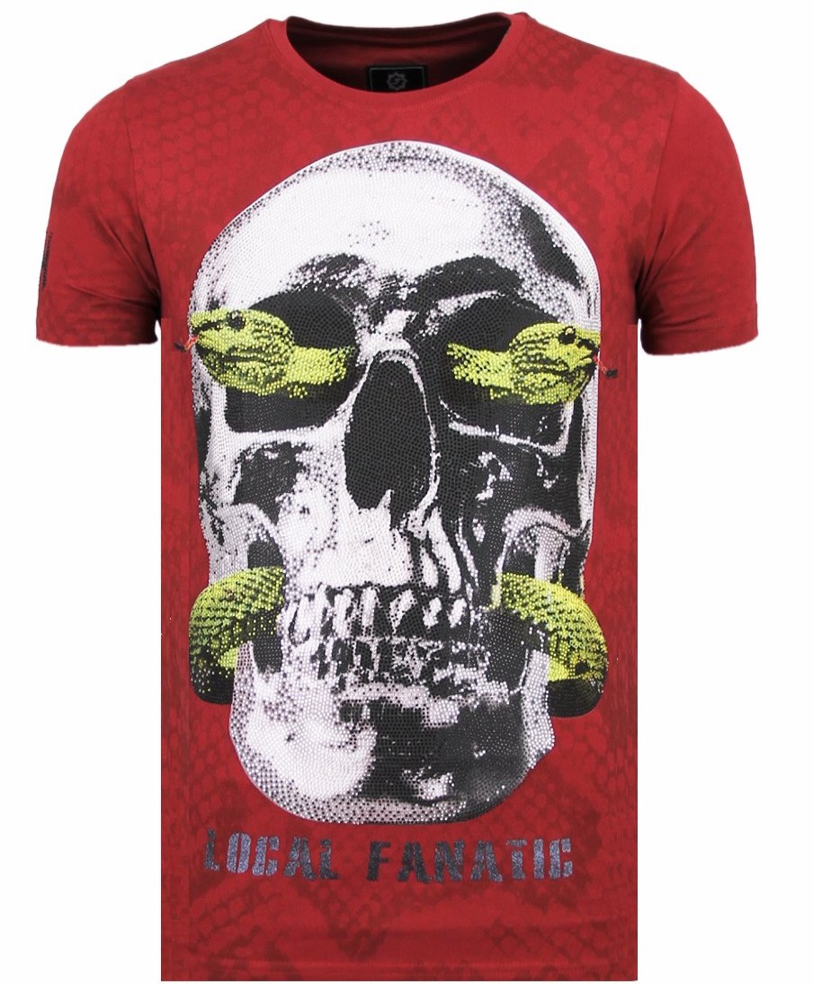 Camisetas local fanatic | Camiseta Hombre - Skull Snake - Burdeos