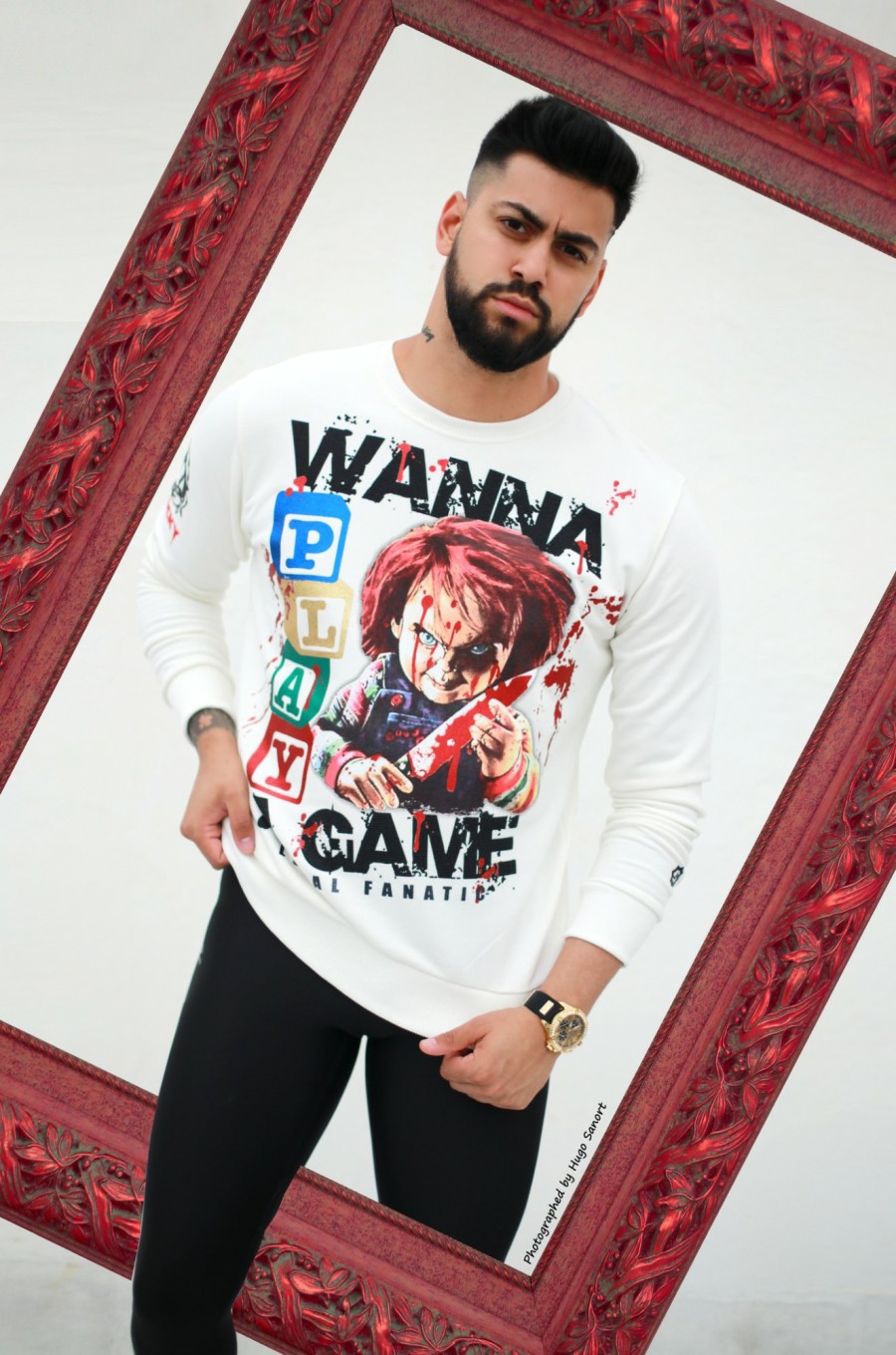 Sudaderas local fanatic | Sudadera Hombre - Wanna Play A Game - Blanco