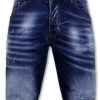 Pantalones Cortos local fanatic | Blue Ripped Shorts - Slim Fit -1081- Azul